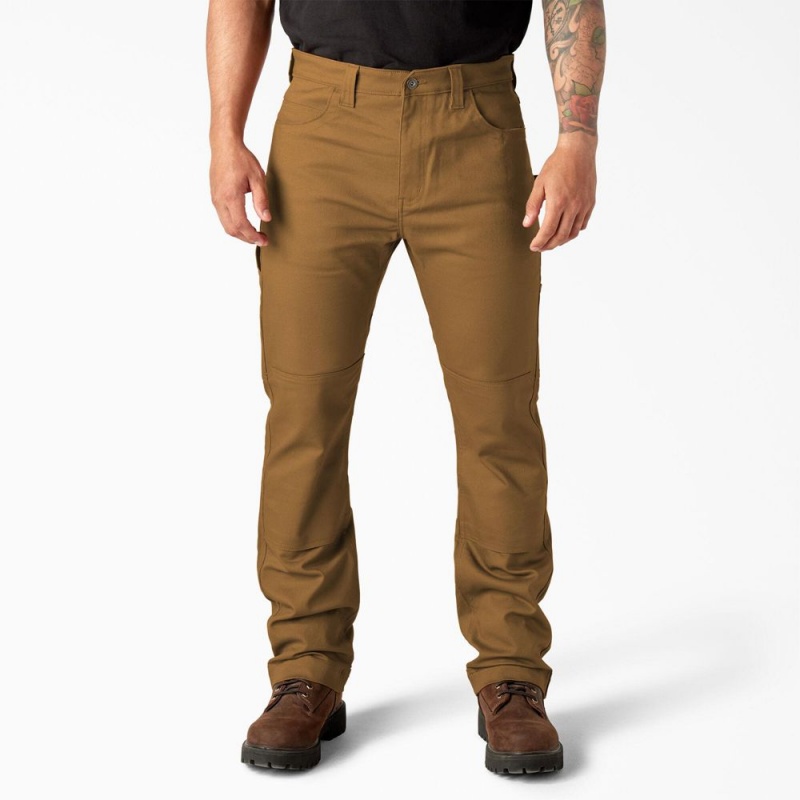 Brown Men\'s Dickies Slim Fit Duck Canvas Double Knee Pants | SNT093745