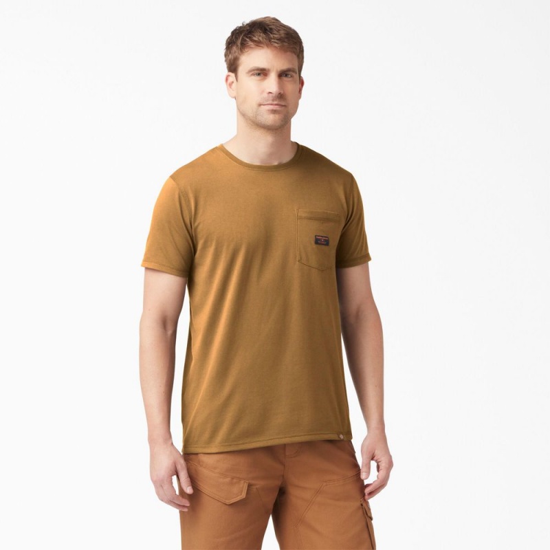 Brown Men's Dickies Traeger x Pocket T-Shirt | OMS362809