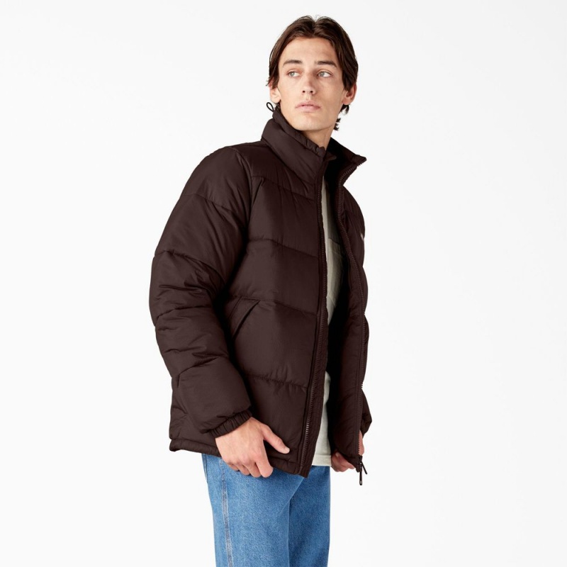 Brown Men's Dickies Waldenburg Puffer Jacket | EVK983245