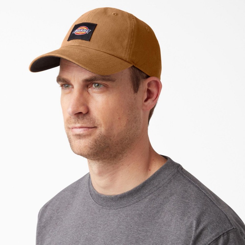 Brown Men's Dickies Washed Canvas Cap | TFH620147