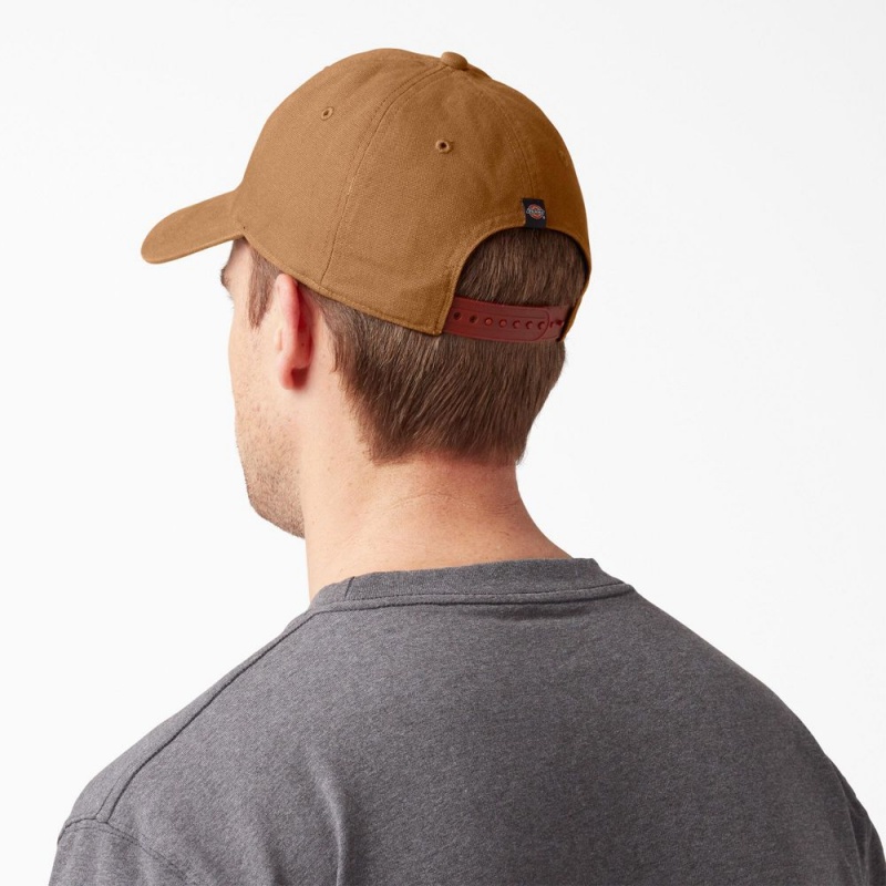 Brown Men's Dickies Washed Canvas Cap | TFH620147