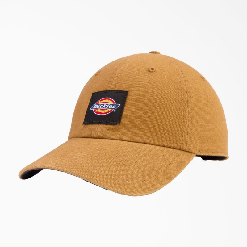 Brown Men\'s Dickies Washed Canvas Cap | TFH620147