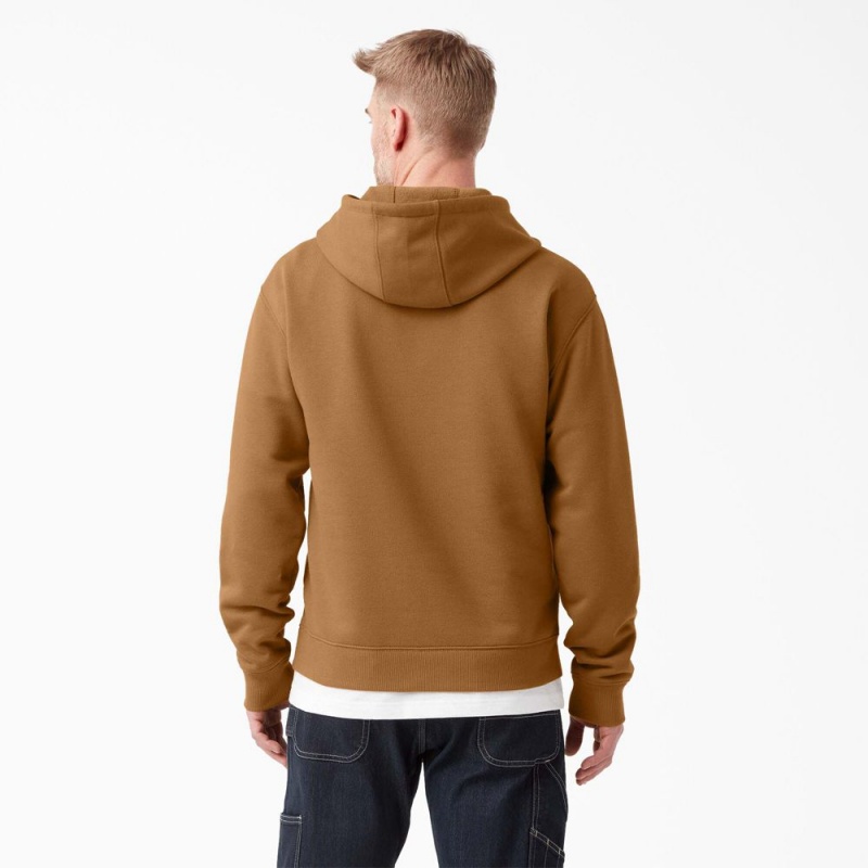 Brown Men's Dickies Water Repellent Logo Hoodie | JWU678051