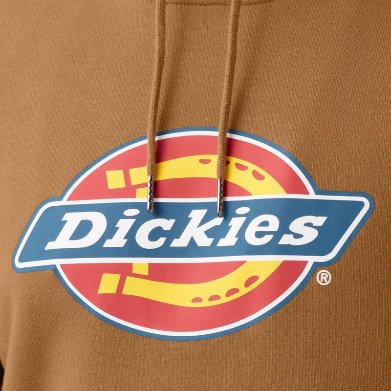 Brown Men's Dickies Water Repellent Logo Hoodie | JWU678051