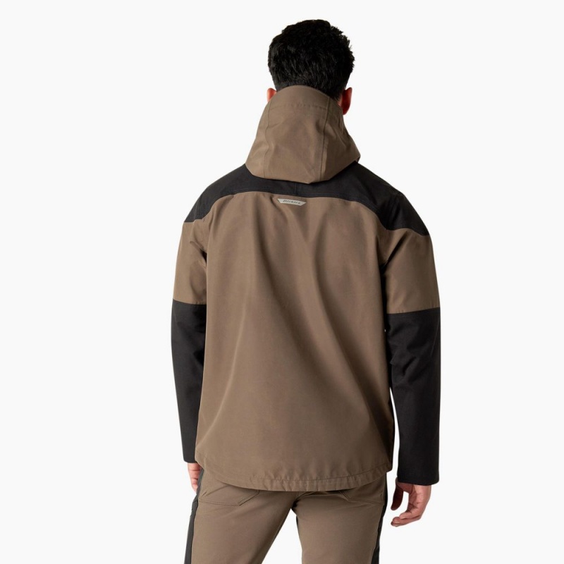 Brown Men's Dickies Waterproof Shell Jacket | PRU016937