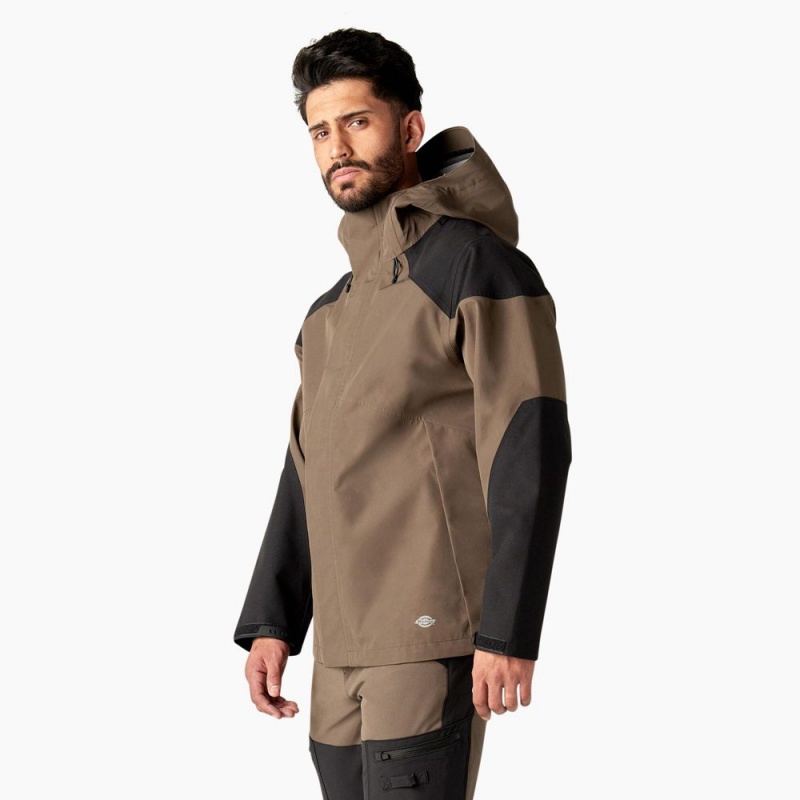 Brown Men's Dickies Waterproof Shell Jacket | PRU016937