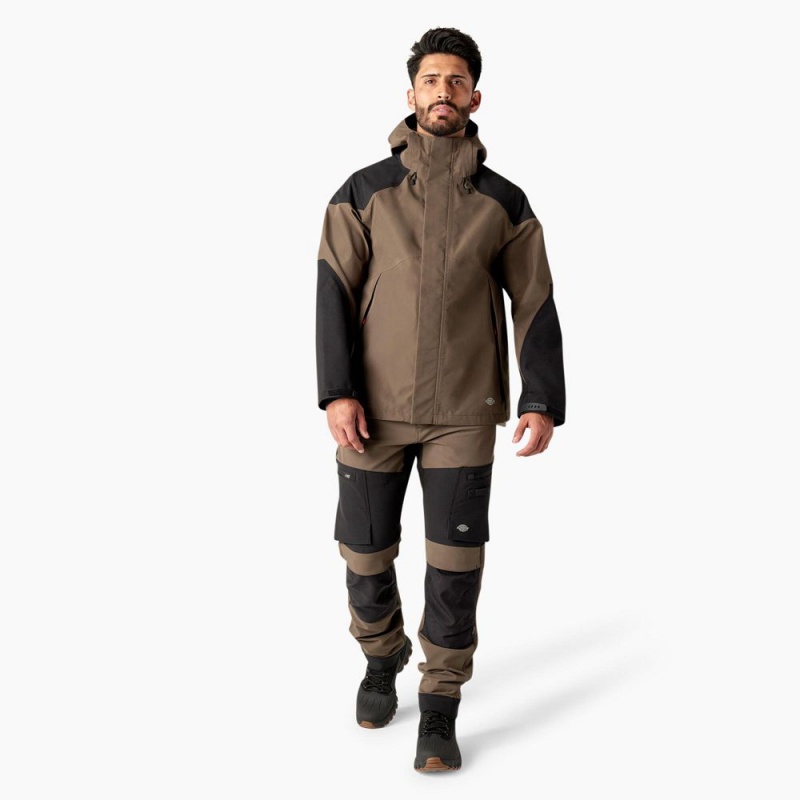 Brown Men's Dickies Waterproof Shell Jacket | PRU016937