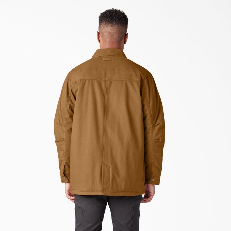 Brown Men's Dickies Waxed Canvas Chore Jacket | DWT763815