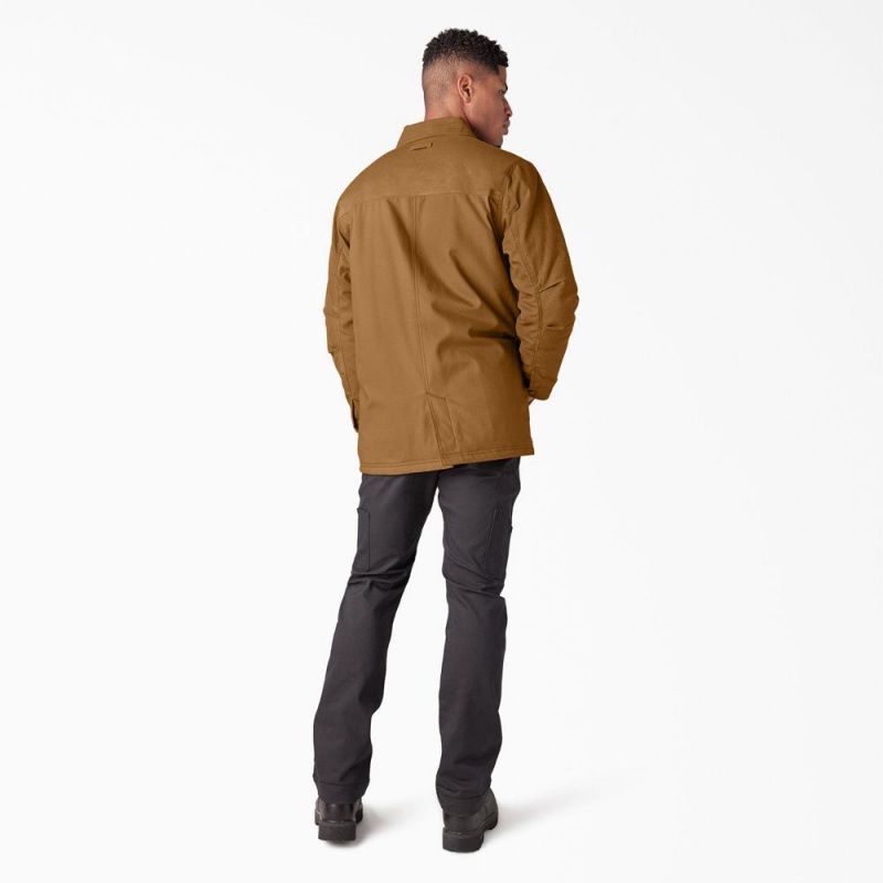 Brown Men's Dickies Waxed Canvas Chore Jacket | DWT763815