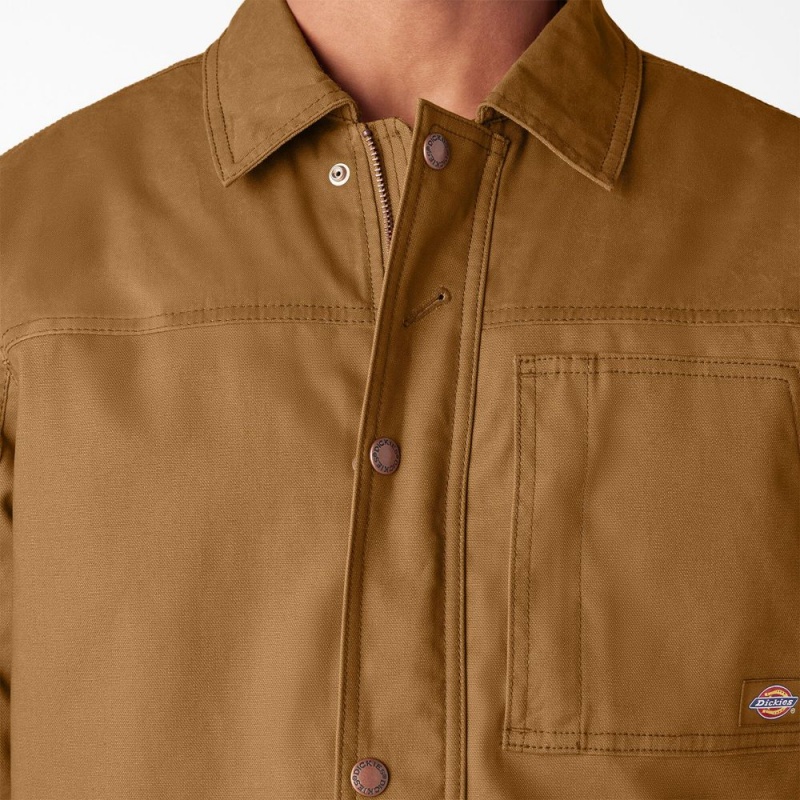 Brown Men's Dickies Waxed Canvas Chore Jacket | DWT763815