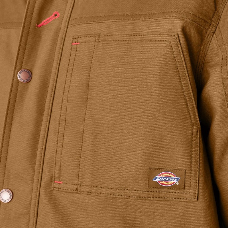 Brown Men's Dickies Waxed Canvas Chore Jacket | DWT763815