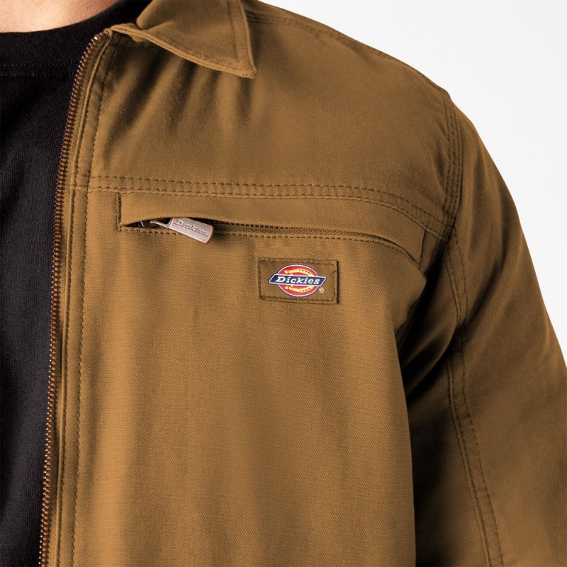 Brown Men's Dickies Waxed Canvas Service Jacket | RFA082976