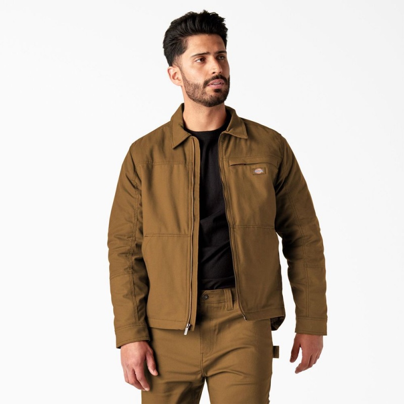 Brown Men\'s Dickies Waxed Canvas Service Jacket | RFA082976