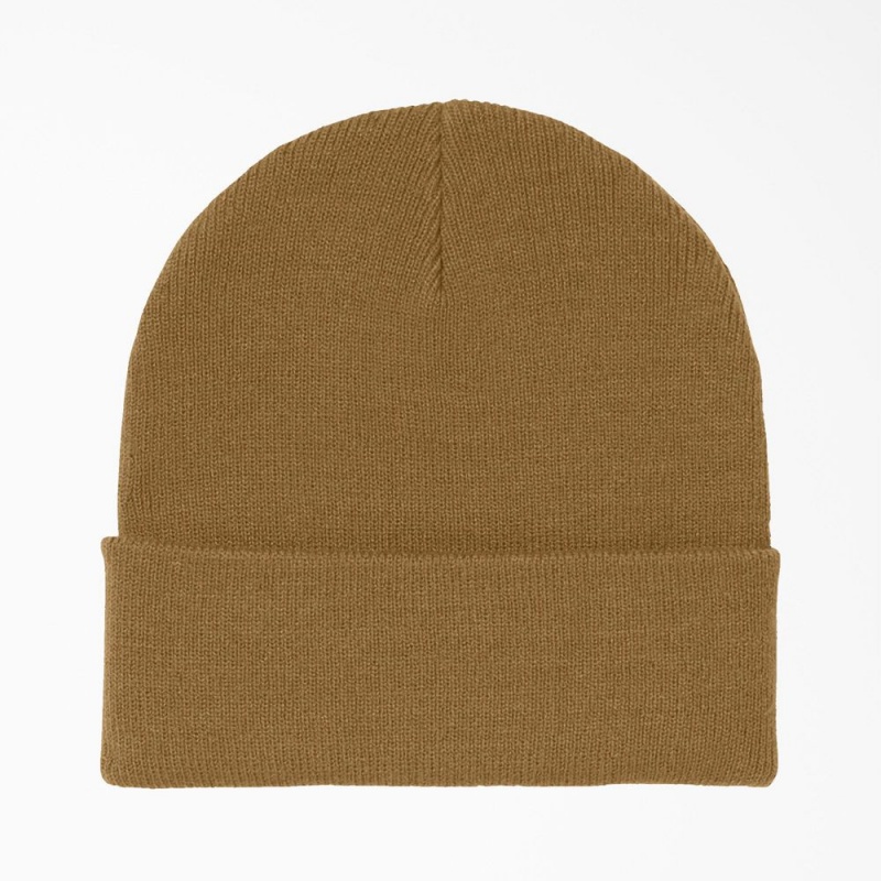 Brown Women's Dickies Cuffed Knit Beanie | CQF183052