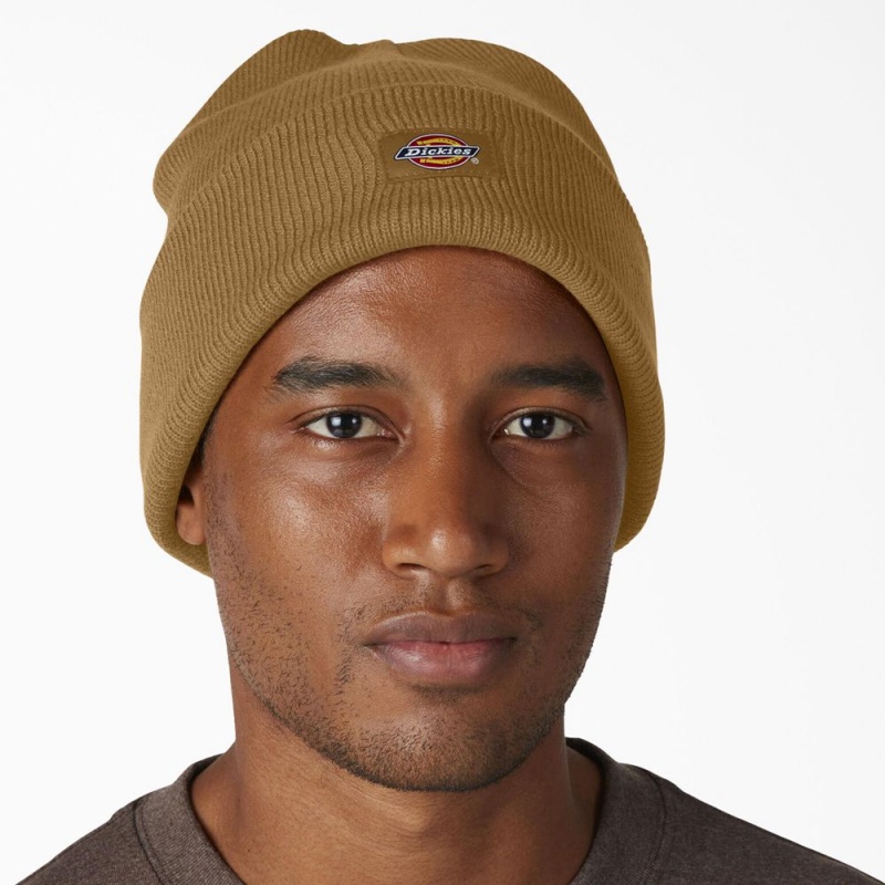 Brown Women's Dickies Cuffed Knit Beanie | CQF183052