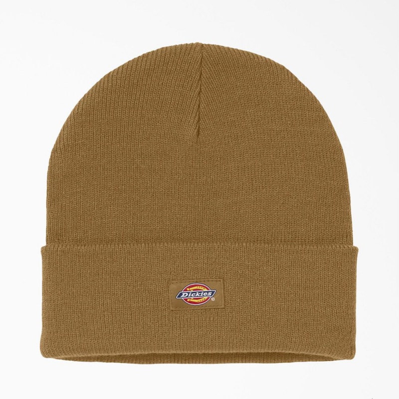 Brown Women\'s Dickies Cuffed Knit Beanie | CQF183052