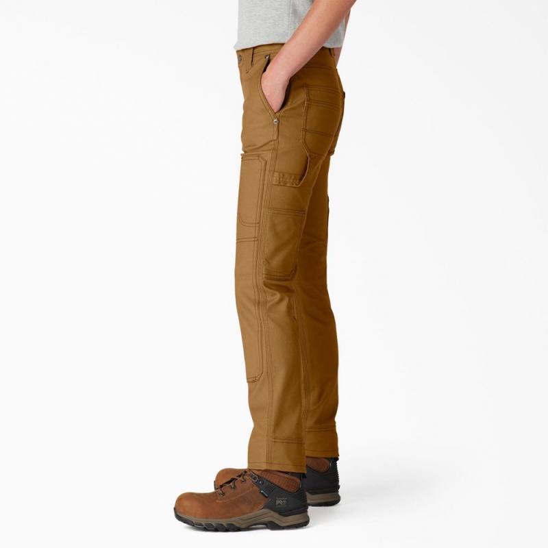 Brown Women's Dickies FLEX DuraTech Straight Fit Pants | ISQ857293