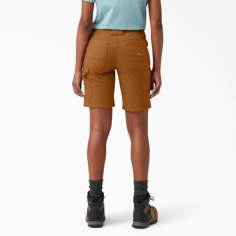 Brown Women's Dickies FLEX DuraTech Straight Fit Shorts | GHT914286