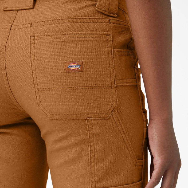 Brown Women's Dickies FLEX DuraTech Straight Fit Shorts | GHT914286