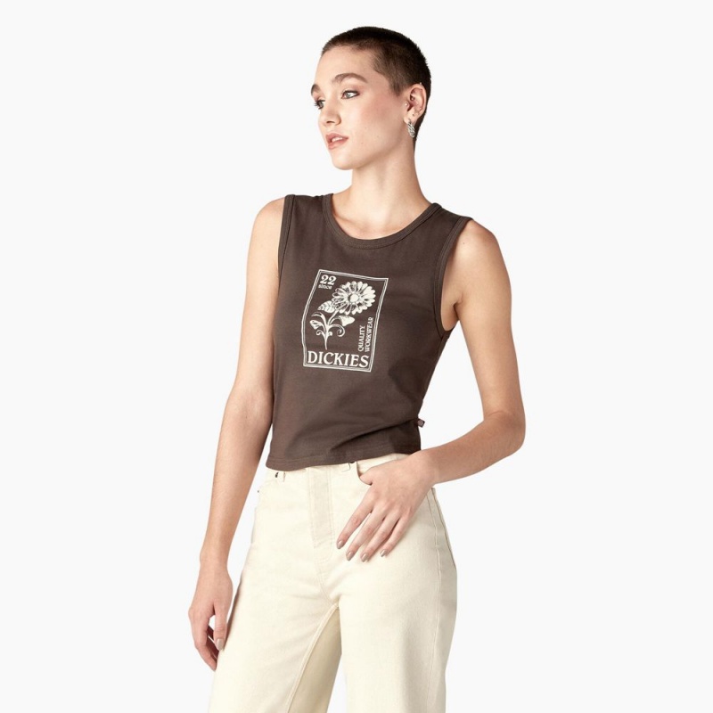 Brown Women's Dickies Graphic Tank Top | TDF654893