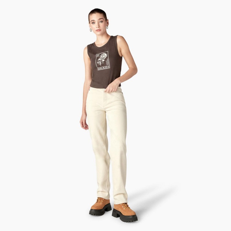 Brown Women's Dickies Graphic Tank Top | TDF654893