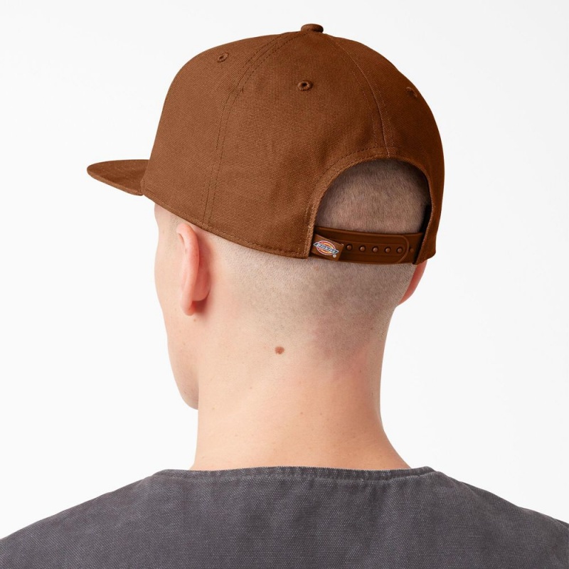 Brown Women's Dickies Logo Patch Flat Bill Cap | OTM840571