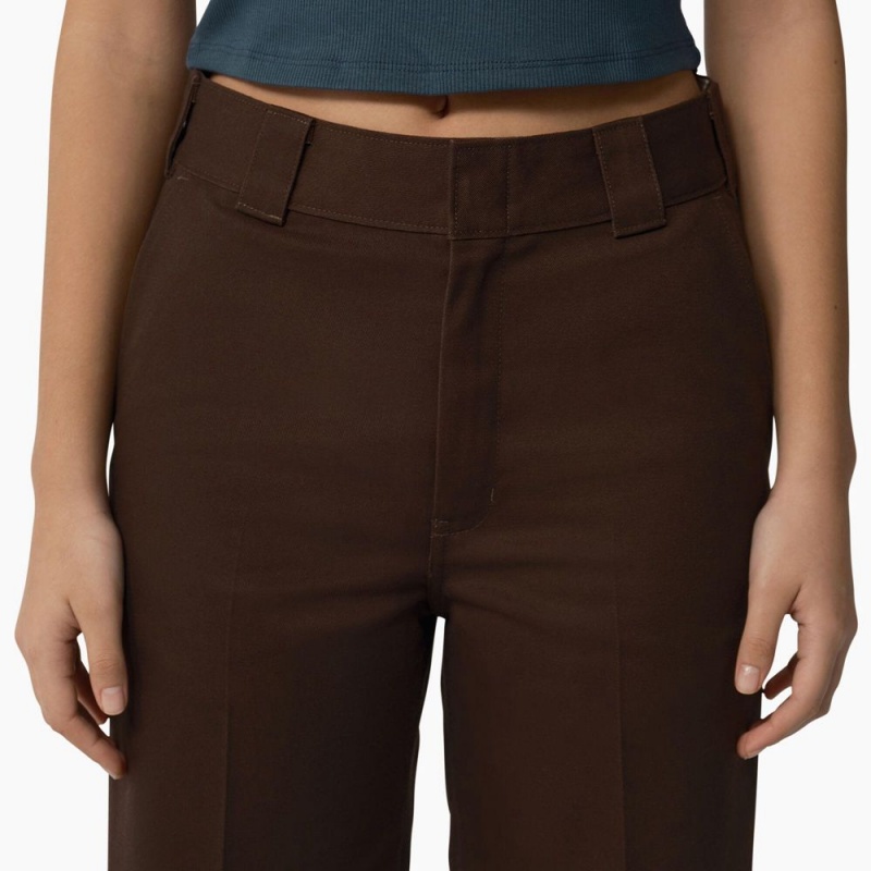 Brown Women's Dickies Regular Fit Cropped Pants | JAG371490