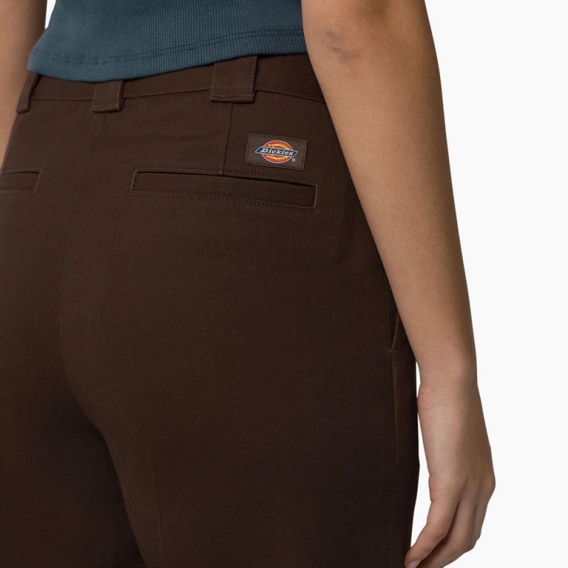 Brown Women's Dickies Regular Fit Cropped Pants | JAG371490