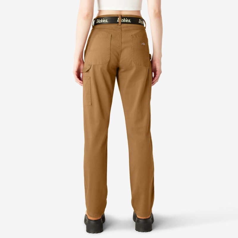 Brown Women's Dickies Relaxed Fit Carpenter Pants | LWA673820