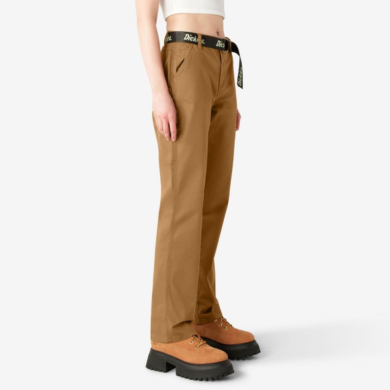 Brown Women's Dickies Relaxed Fit Carpenter Pants | LWA673820