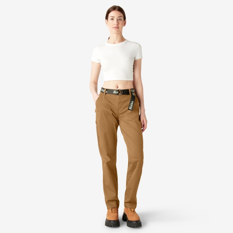 Brown Women's Dickies Relaxed Fit Carpenter Pants | LWA673820