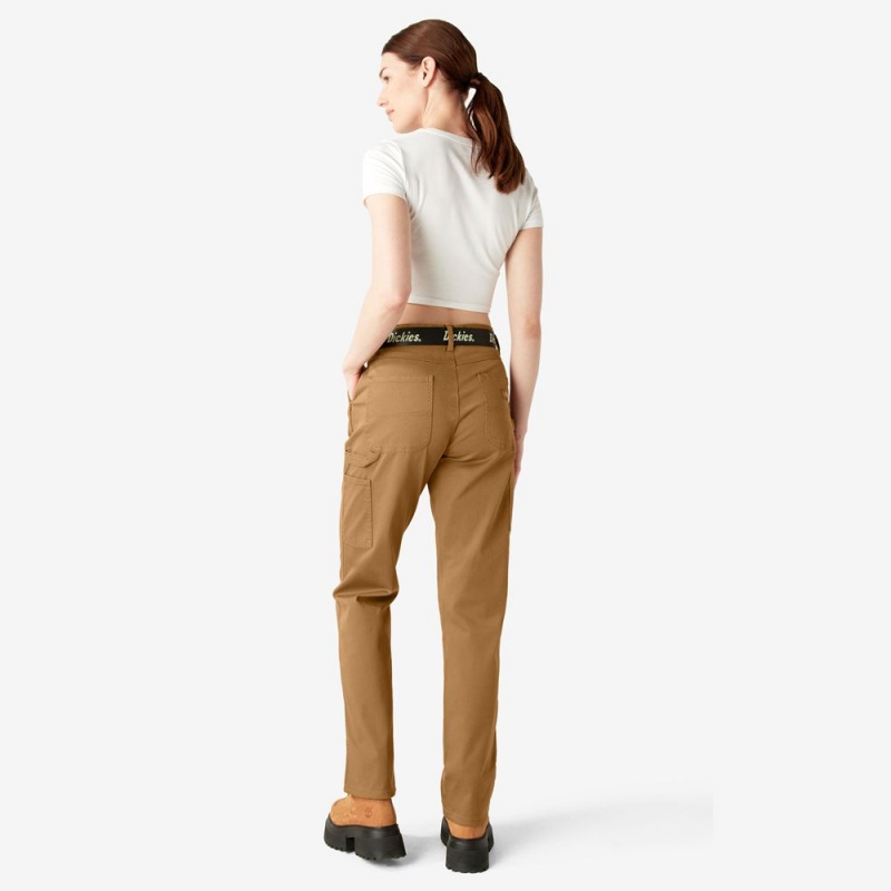 Brown Women's Dickies Relaxed Fit Carpenter Pants | LWA673820