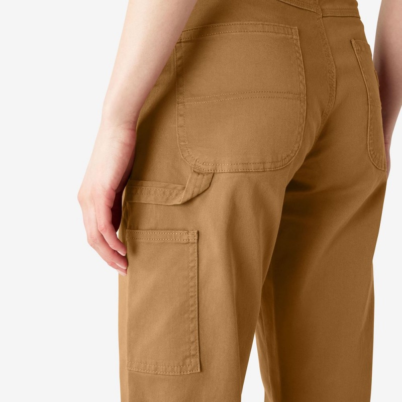 Brown Women's Dickies Relaxed Fit Carpenter Pants | LWA673820