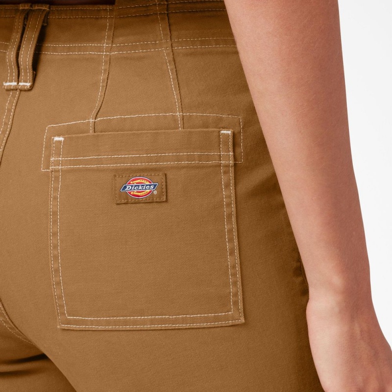 Brown Women's Dickies Skinny Fit Cuffed Cargo Pants | GDZ692041