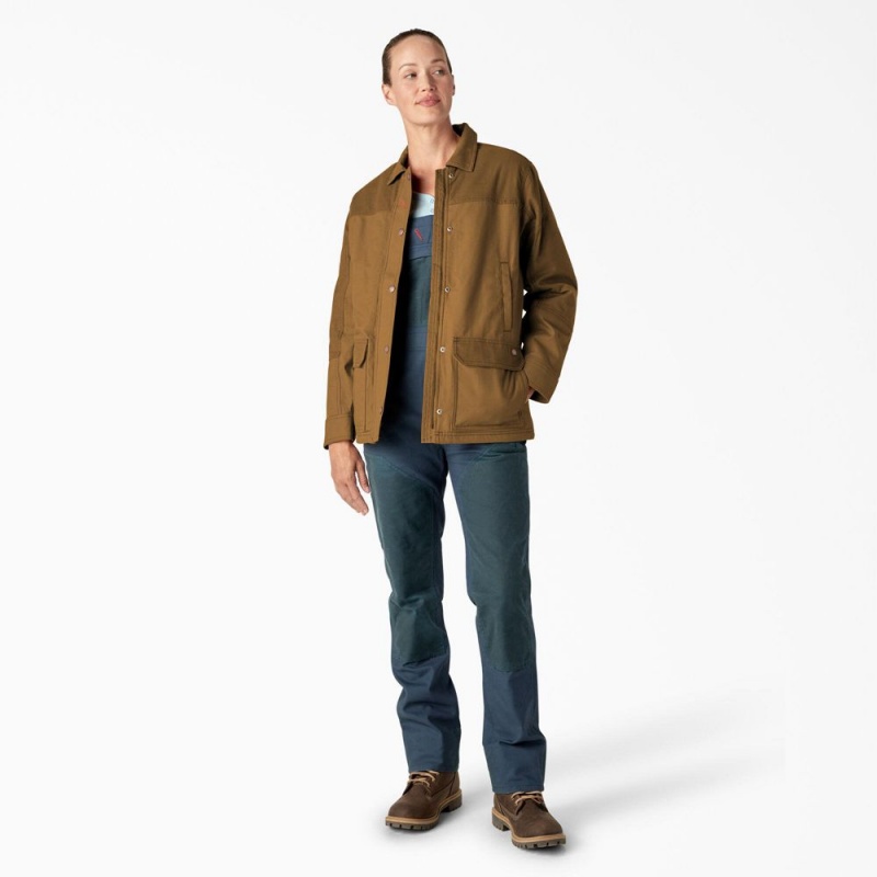 Brown Women's Dickies Waxed Canvas Chore Coat Jacket | BXV628973