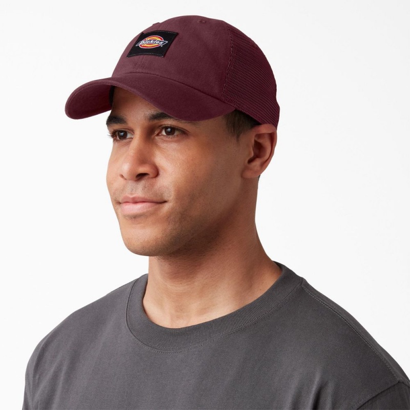 Burgundy Men's Dickies Canvas Trucker Hat | JWP304978