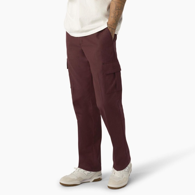 Burgundy Men's Dickies Regular Fit Cargo Pants | SRZ263945