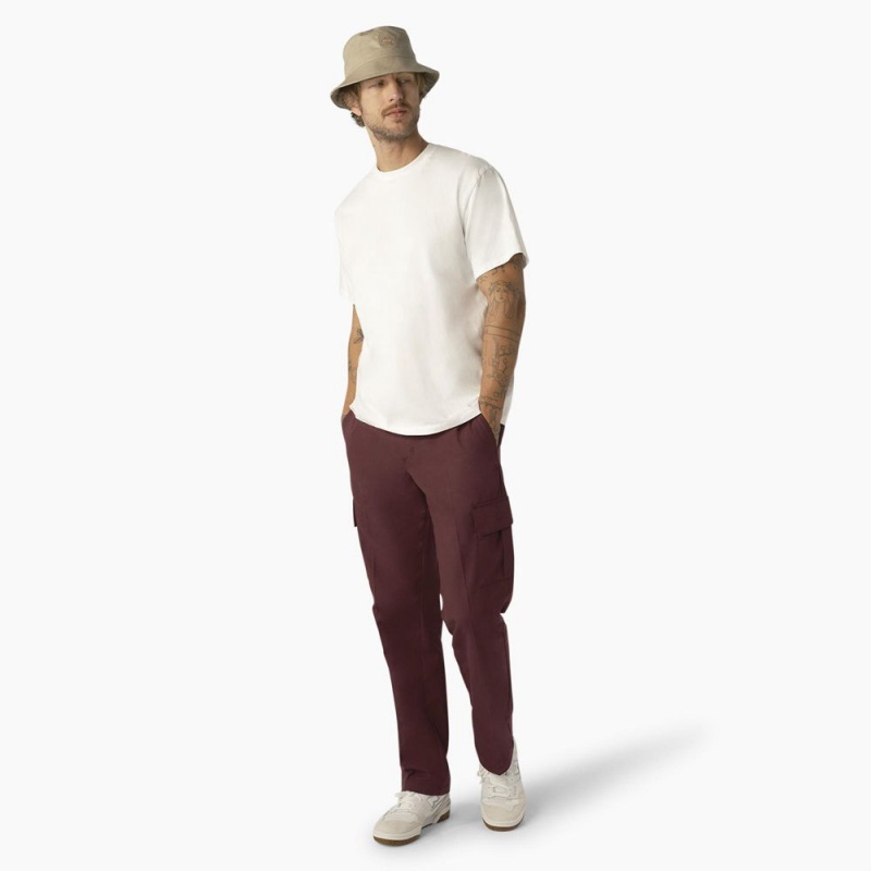 Burgundy Men's Dickies Regular Fit Cargo Pants | SRZ263945