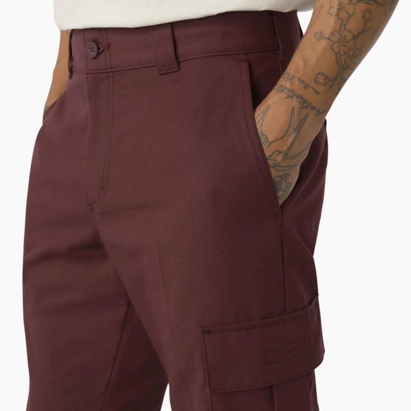 Burgundy Men's Dickies Regular Fit Cargo Pants | SRZ263945