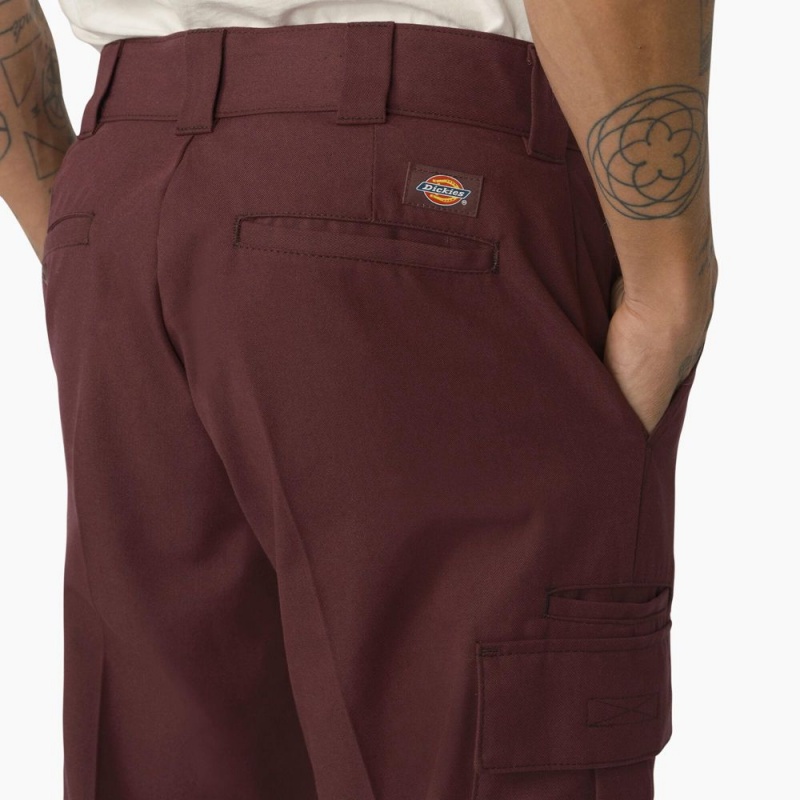 Burgundy Men's Dickies Regular Fit Cargo Pants | SRZ263945