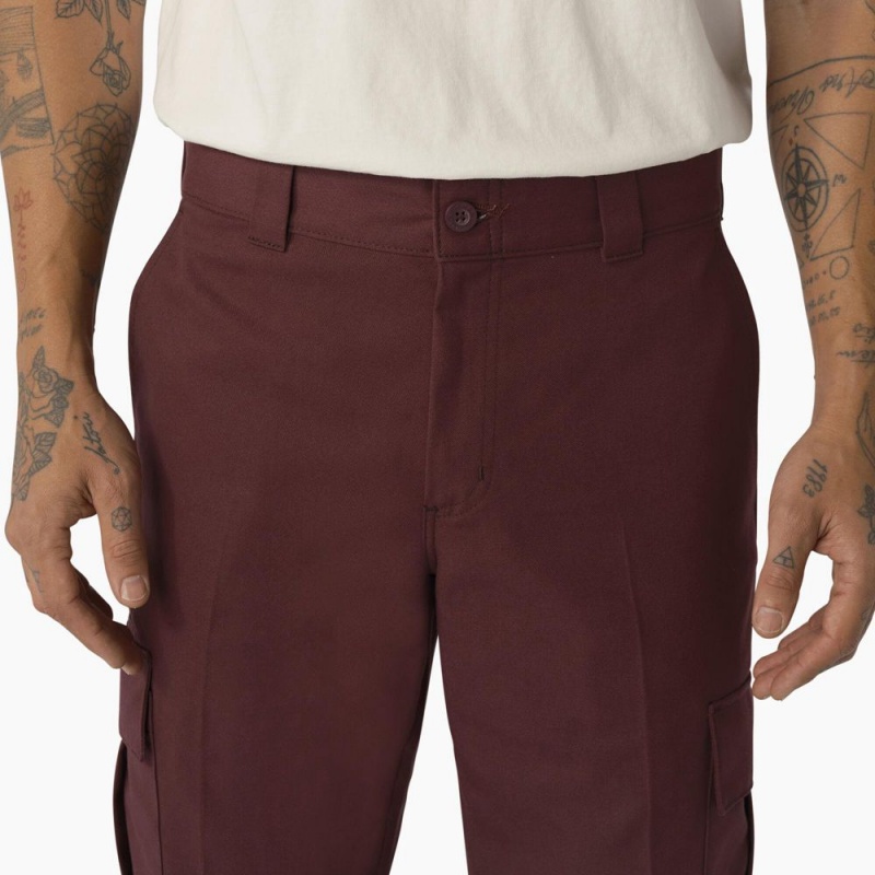 Burgundy Men's Dickies Regular Fit Cargo Pants | SRZ263945