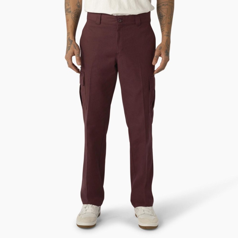 Burgundy Men\'s Dickies Regular Fit Cargo Pants | SRZ263945