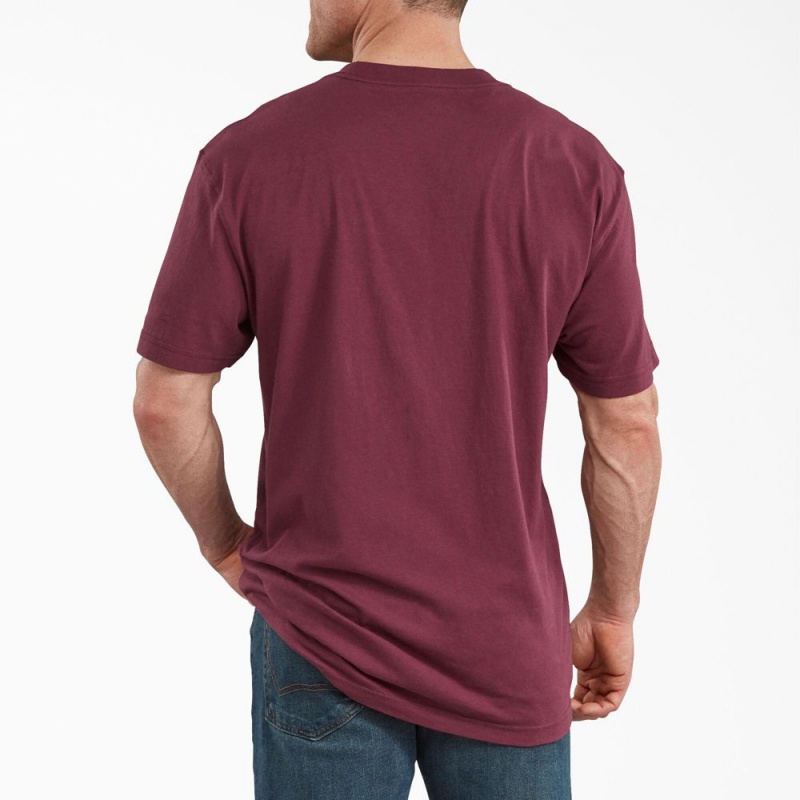 Burgundy Men's Dickies Short Sleeve Relaxed Fit Graphic T-Shirt | RXC326759