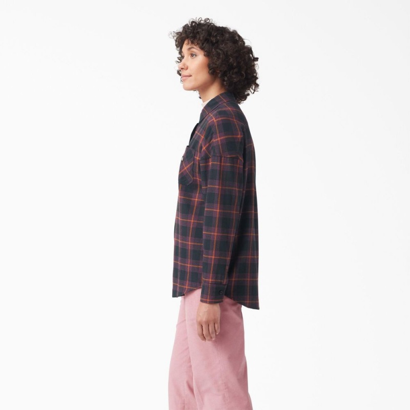 Burgundy Women's Dickies Bakerhill Oversized Shirt | FDM409783