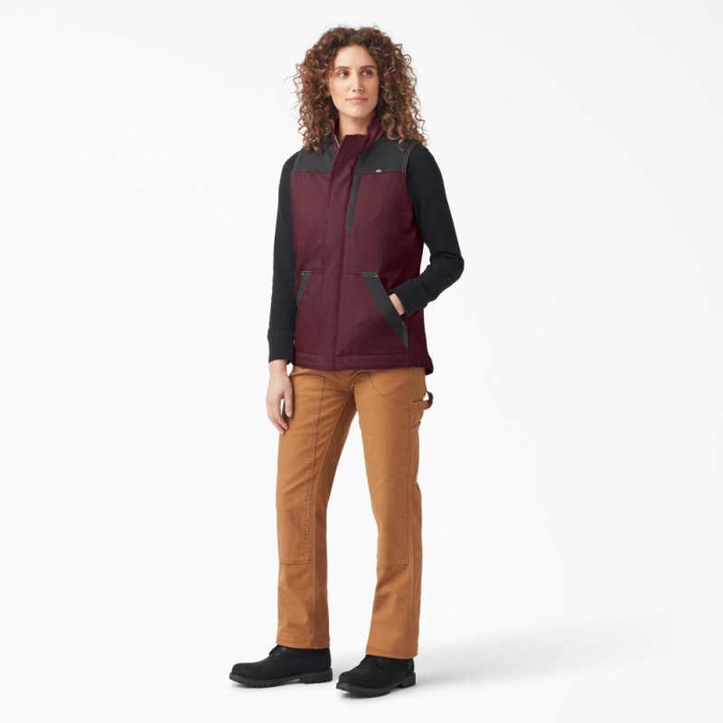 Burgundy Women's Dickies DuraTech Renegade Vest | WYV246973