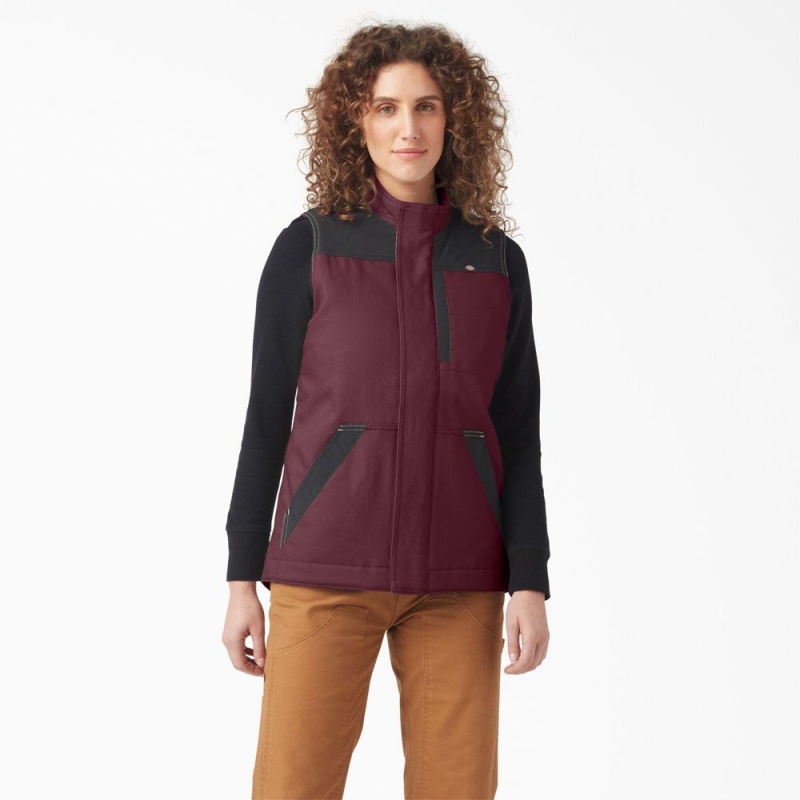 Burgundy Women\'s Dickies DuraTech Renegade Vest | WYV246973