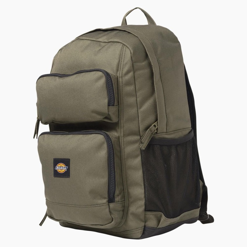 Green Kids' Dickies Double Pocket Backpack | FVD801653