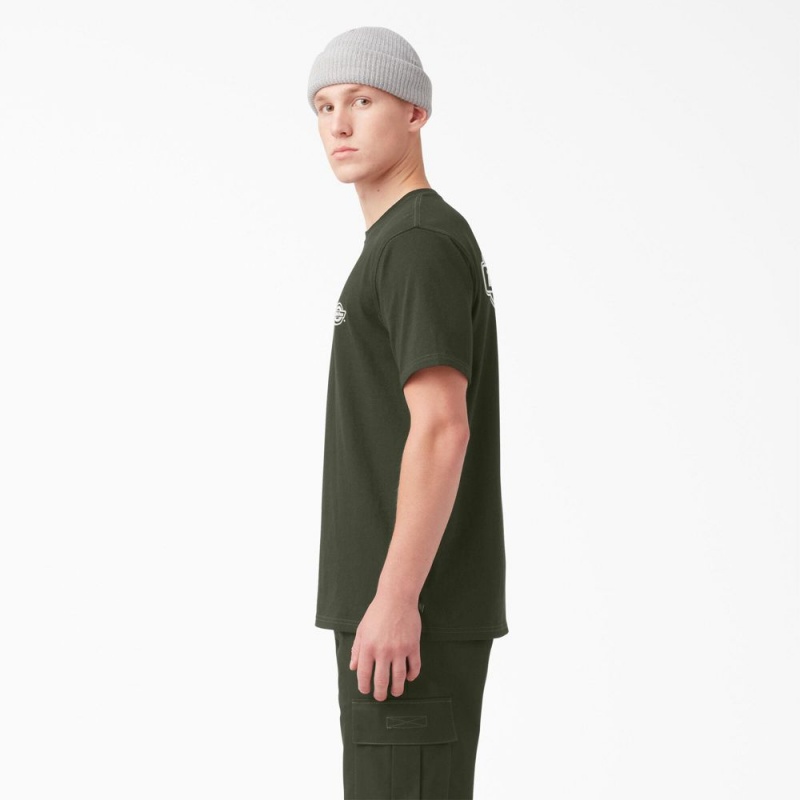 Green Men's Dickies Back Logo Graphic T-Shirt | AYK578641