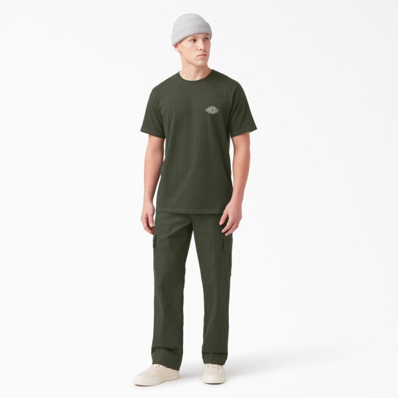 Green Men's Dickies Back Logo Graphic T-Shirt | AYK578641