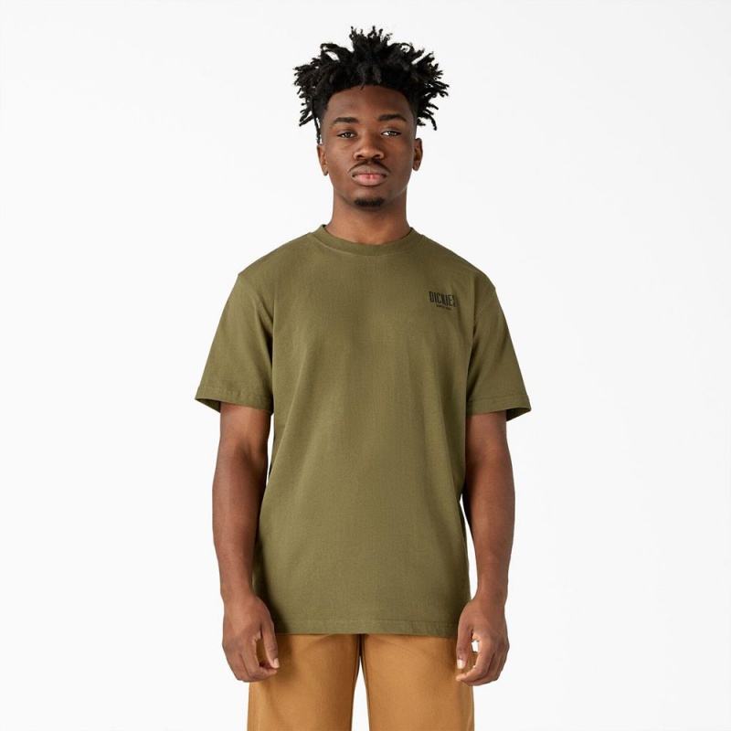 Green Men's Dickies Built to Last Heavyweight T-Shirt | LAZ716539